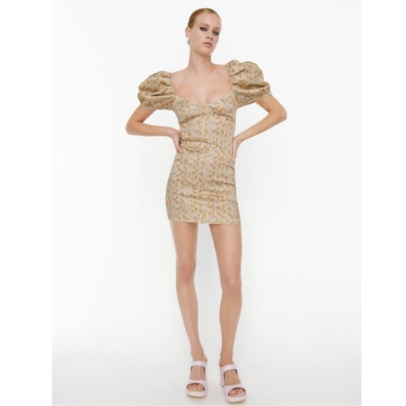 Zara Floral Puff Sleeve Dress Size XSmall  NWOT - Picture 11 of 12